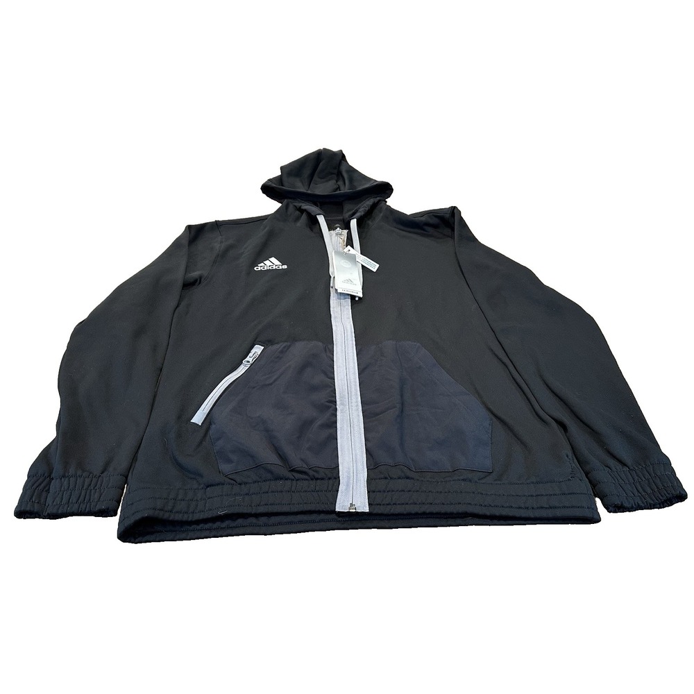 NEW Adidas HI0698 Team FZ Hoodie Womens Black‎ Size Large Full Zip - READ